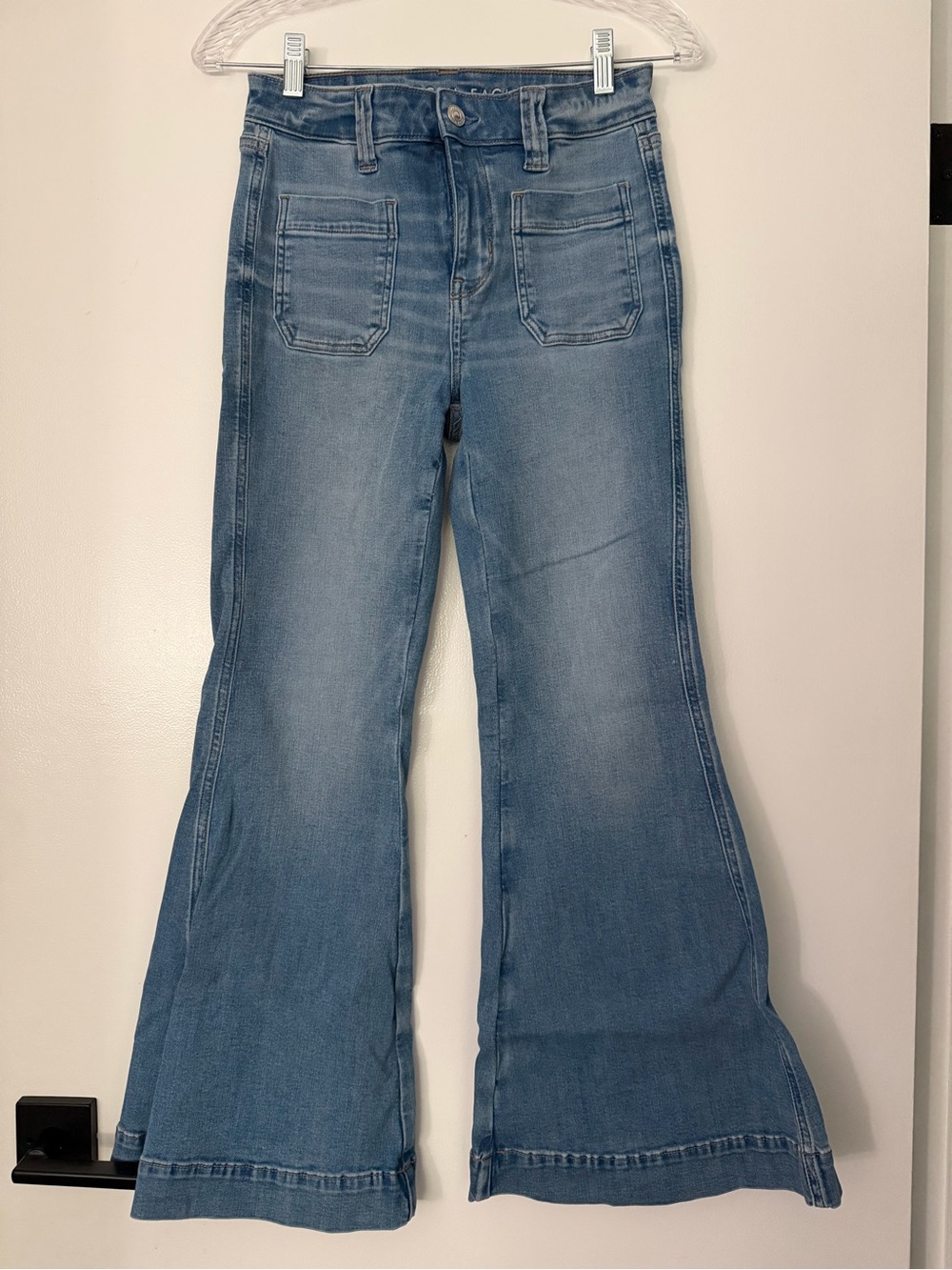 American Eagle Women’s Light Blue Flared Jeans - Classic High-Rise